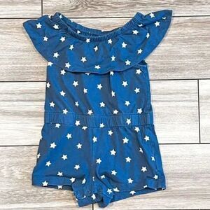 Gap Patriotic America USA Blue and White Star Ruffle Romper Size 2Y